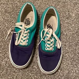 Vans Era sneakers blue/green. Women’s size 8, men’s 6.5.